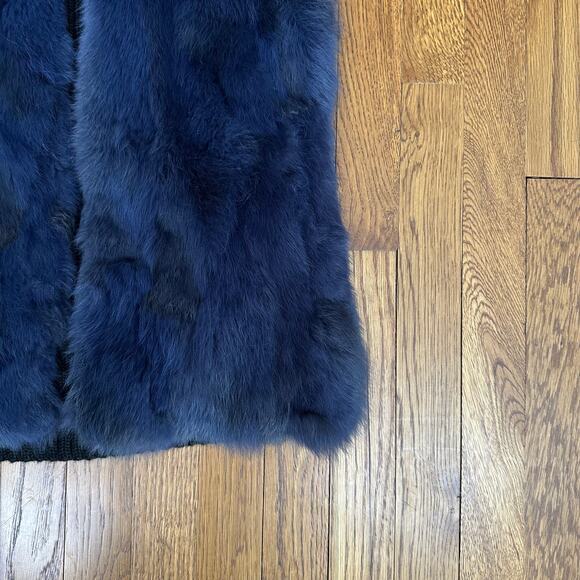 La Fiorentina Blue Rabbit Fur Sweater Back Vest - Picture 2 of 6